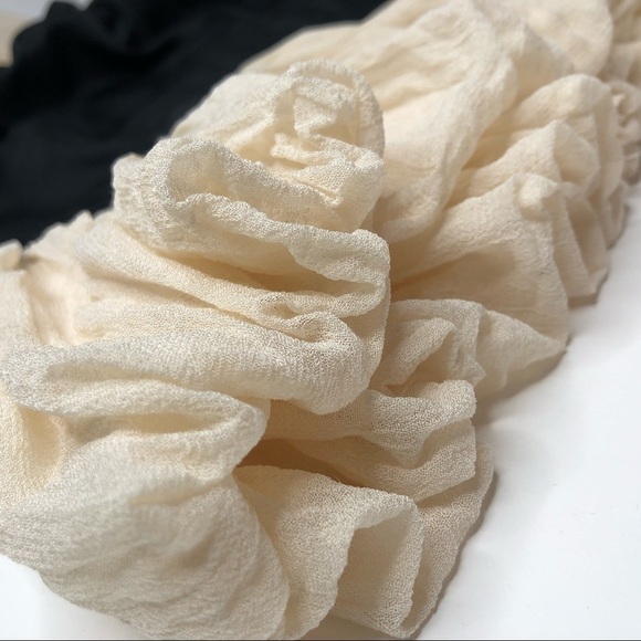 Anthropologie Yoana Baraschi Silk Black Cream Satin Ruffle Retro Cocktail - Picture 12 of 16